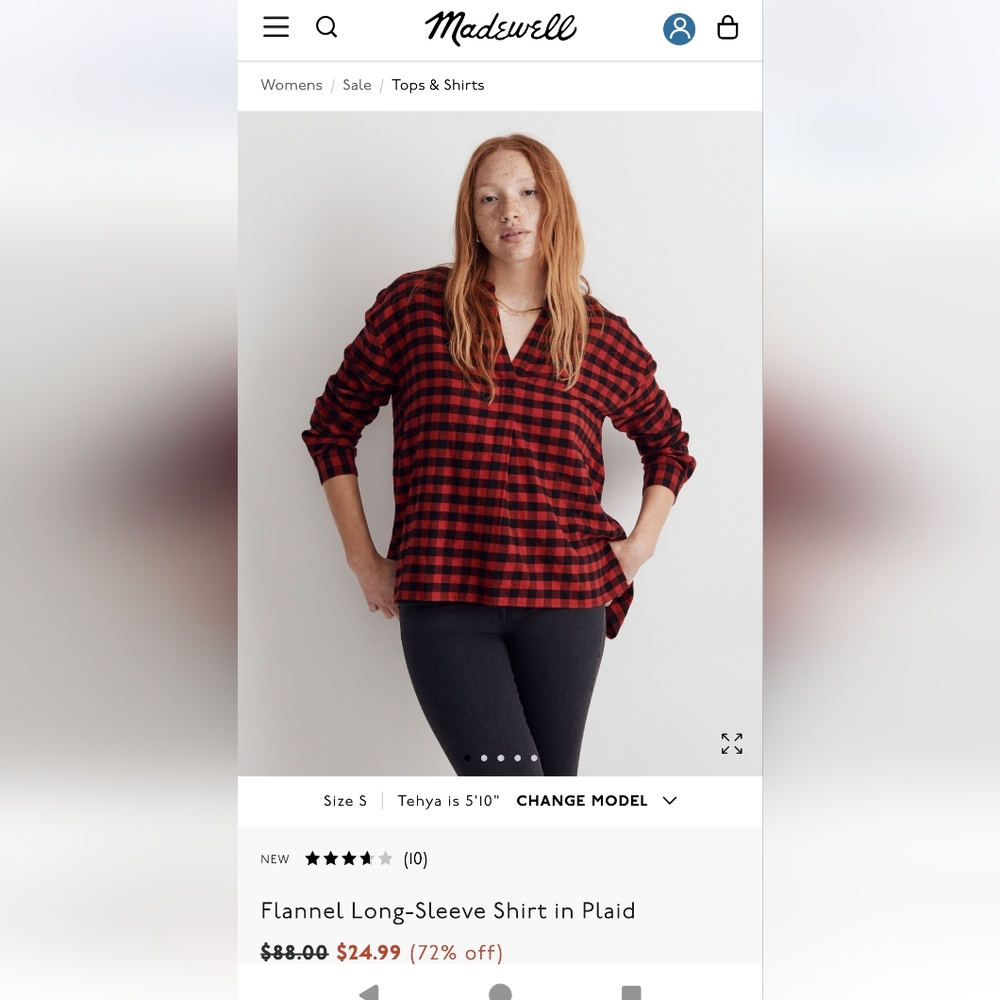 Madewell Buffalo plaid flannel popover